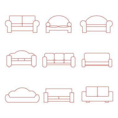 Kanepe simgeler vektör 