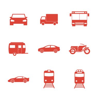 Ulaşım simgeler. Düz tasarım stili