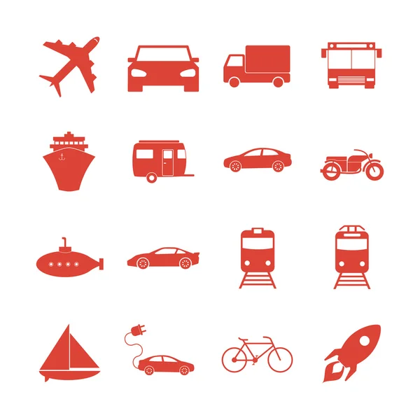 Iconos de transporte. Estilo de diseño plano — Vector de stock