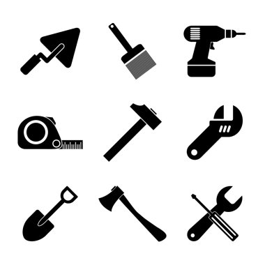 Working tools icon set clipart