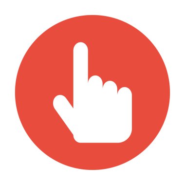 amblemi vektör çizim imzala. el ile bir düğmeye dokunarak ya da parmakla.