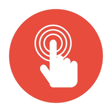 amblemi vektör çizim imzala. el ile bir düğmeye dokunarak ya da parmakla.