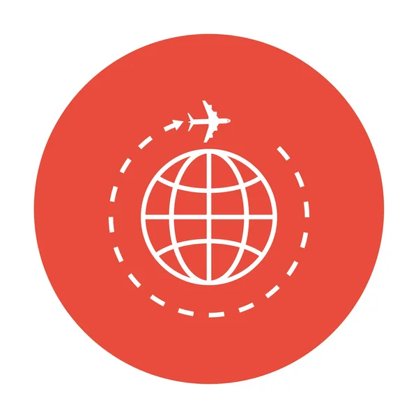 Globus und Flugzeug-Ikone. — Stockvektor