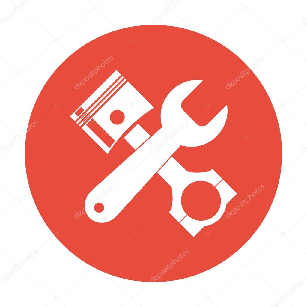 Tools and piston  Icon. Service simbol. Repair singn. 