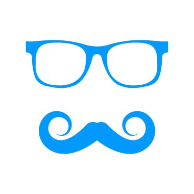 Bıyık ve gözlük vektör simgesi.