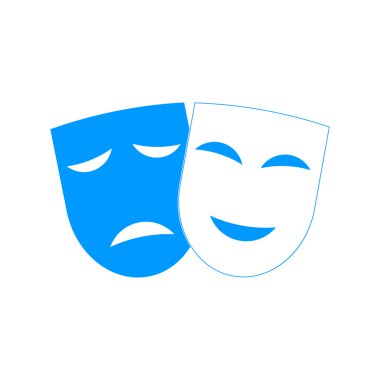 mutlu ve hüzünlü maskeleri ile tiyatro simgesi.