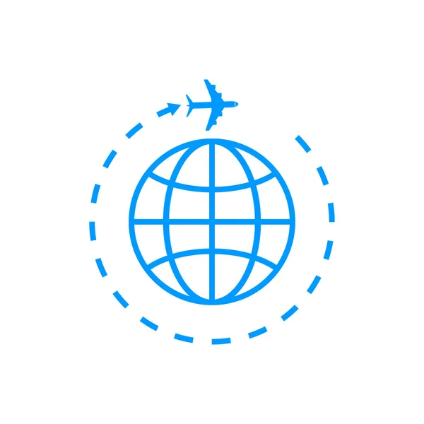 Globus und Flugzeug-Ikone. — Stockvektor