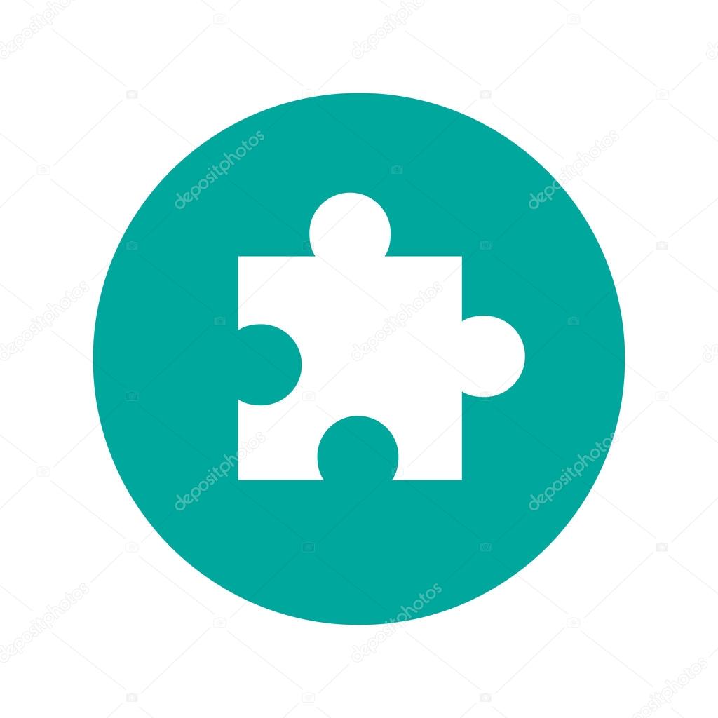 Puzzle Icon on Internet Button Original Vector Illustration