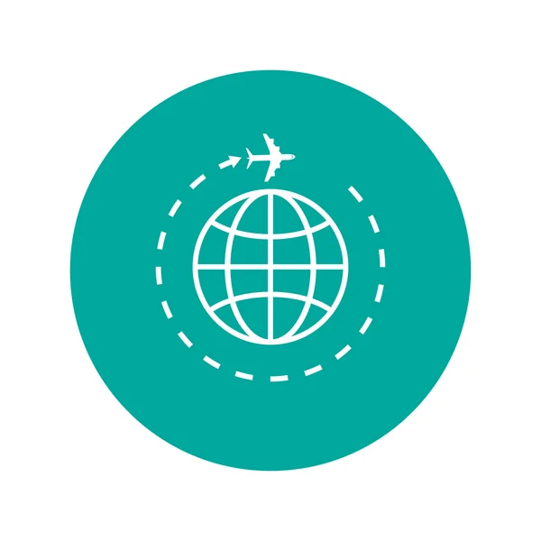 Globe and plane travel icon. — Stock Vector