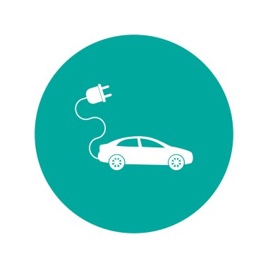 elektrikli otomobil simgesi. Düz tasarım stili 