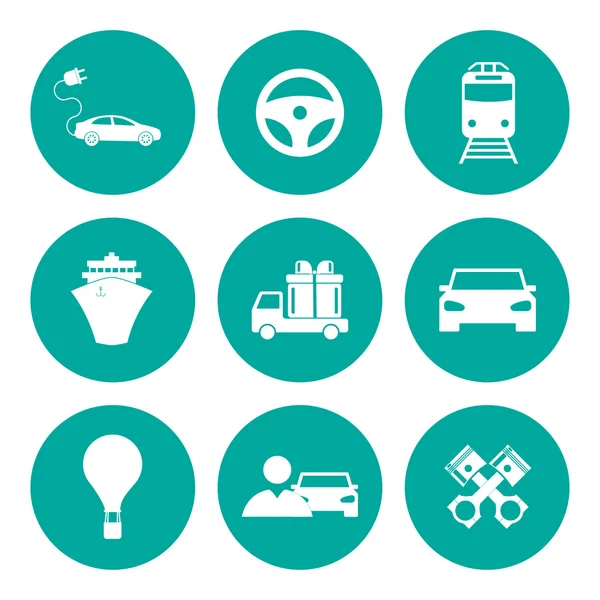 Iconos de transporte. Estilo de diseño plano — Vector de stock