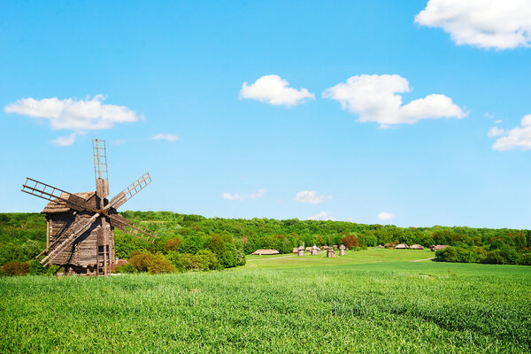 Windmill and old village