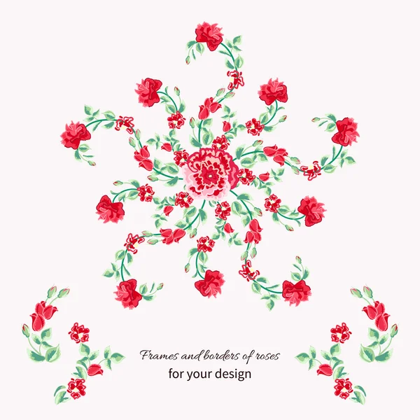 Bordure de roses rouges — Image vectorielle