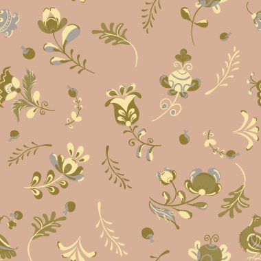 Çiçeklerle ve kuşla İskandinav tarzında kusursuz bir şekil..