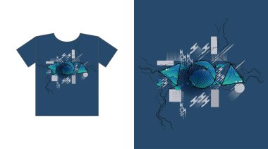 Modern nöro sanatı, geometrik soyutlama, resim. Tişört baskı tasarımı için grafikler