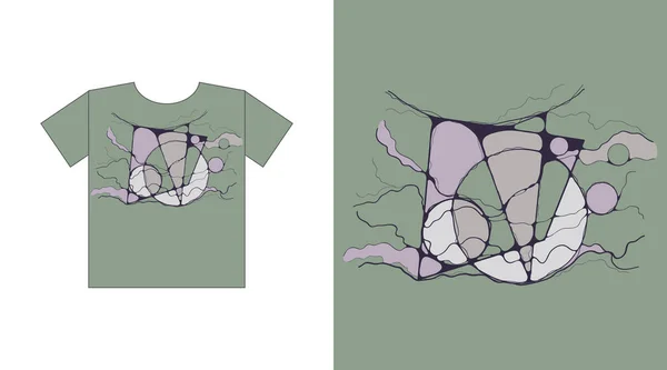 Nowoczesna sztuka neuro, abstrakcja geometryczna, malarstwo. grafika do projektowania druku t-shirt — Wektor stockowy