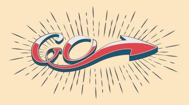 Vector harfleri. Git imzala ve ok at. Retro Biçim Tasarımı