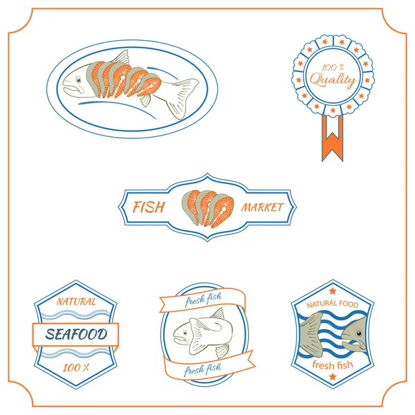 Fish labels — Stock Vector