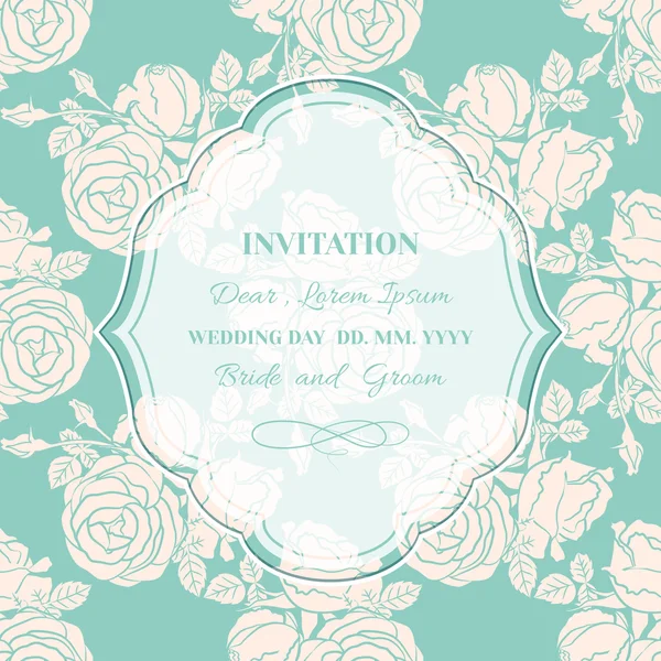 Invitación de boda con rosas — Vector de stock