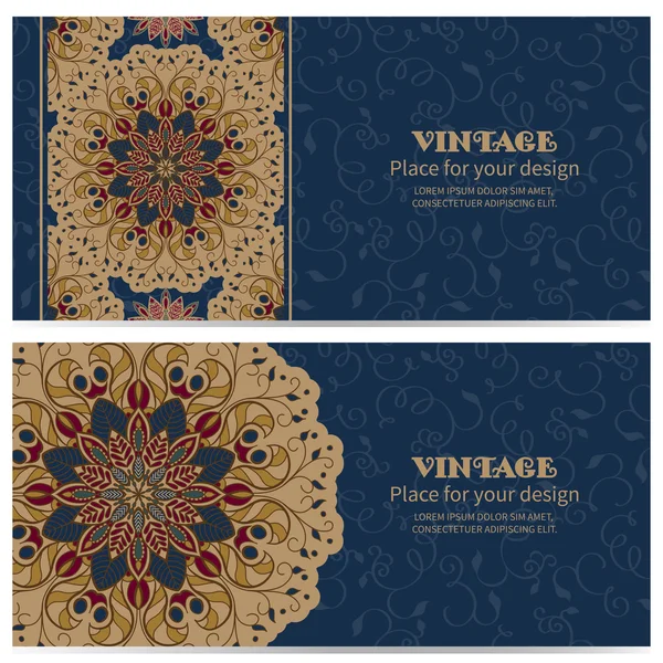 Tarjetas vintage con patrón oriental — Archivo Imágenes Vectoriales