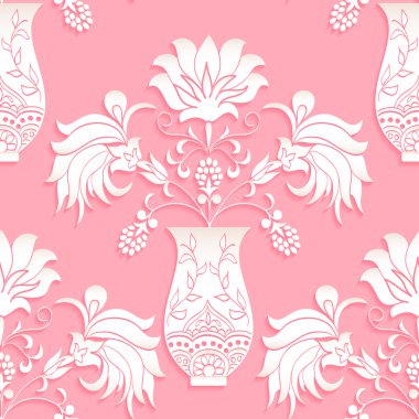 Vazoda çiçek buketi seamless modeli