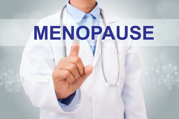 Doktor menopoz işareti ile — Stok fotoğraf
