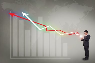İşadamı büyüyen grafik grafik ile