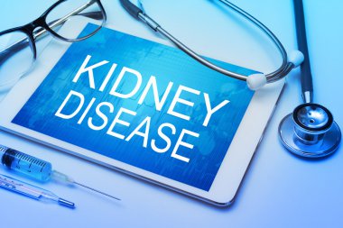kidney disease words on tablet screen clipart