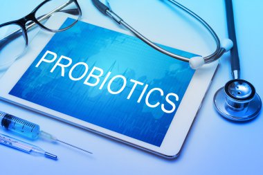 probiotics word on tablet screen clipart