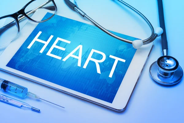 Heart word on tablet screen — Stock Photo, Image