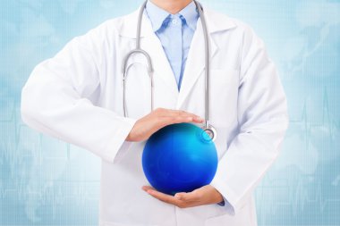 Doctor holding empty blue ball clipart