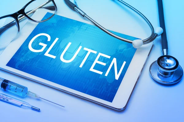 Signo de gluten en la tableta —  Fotos de Stock