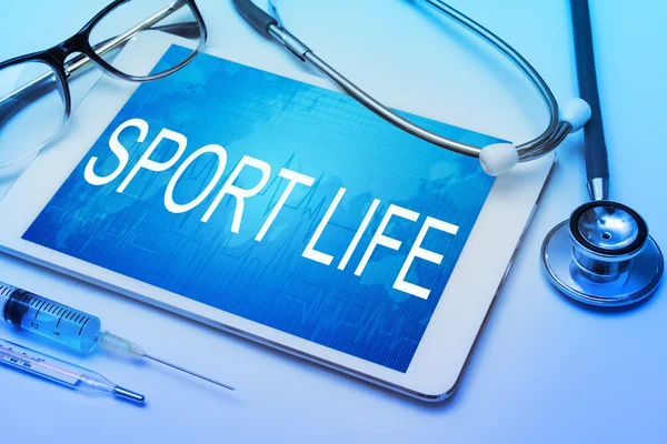 Sportovní známky života na tabletu — Stock fotografie