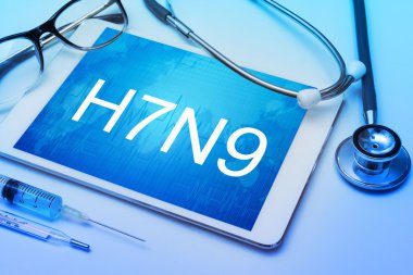 H7N9 sign on tablet clipart