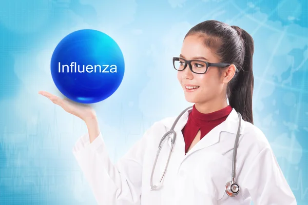 Nő orvos influenza jel — Stock Fotó
