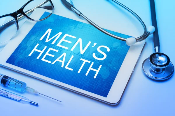 男性の健康タブレット サインオン — ストック写真