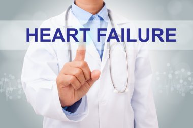 Doctor touching heart failure sign clipart