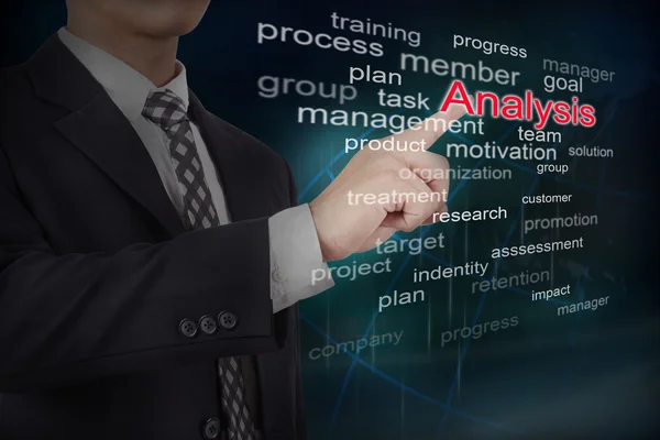 Businessman select analysis word — Stock Photo, Image
