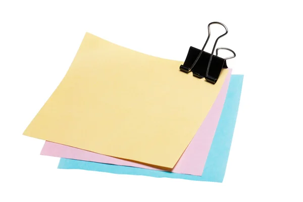 Post-it note paper with binder clip — Stock Photo, Image