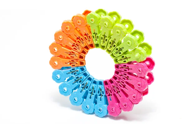 Closeup image of colorful clothespins — Stock Photo, Image