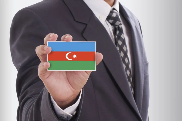 Empresario con Bandera de Azerbaiyán — Foto de Stock