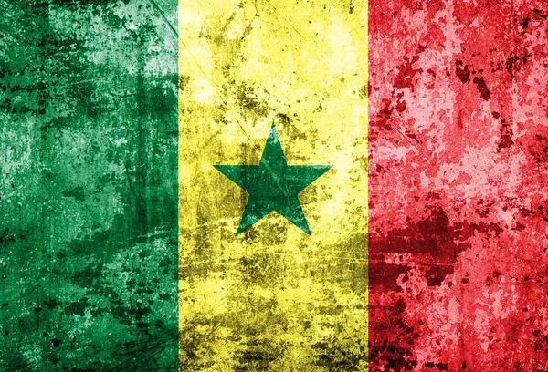 Bandera de Senegal en pared de acero — Foto de Stock