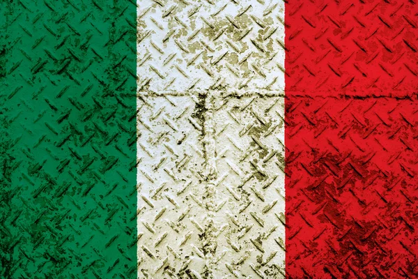 Σημαία της Ιταλίας στον τοίχο χάλυβα — Φωτογραφία Αρχείου