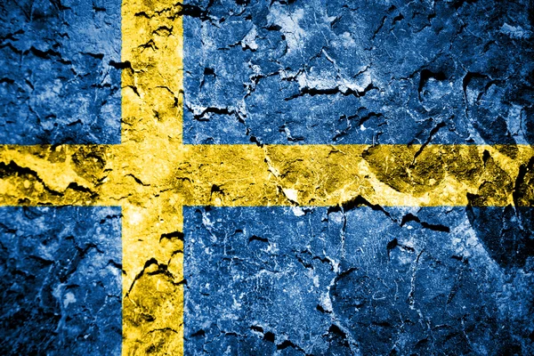 Sverige flagga på grunge vägg — Stockfoto