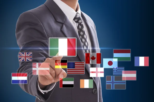 Üzletember kiválasztása Olaszország zászló — Stock Fotó