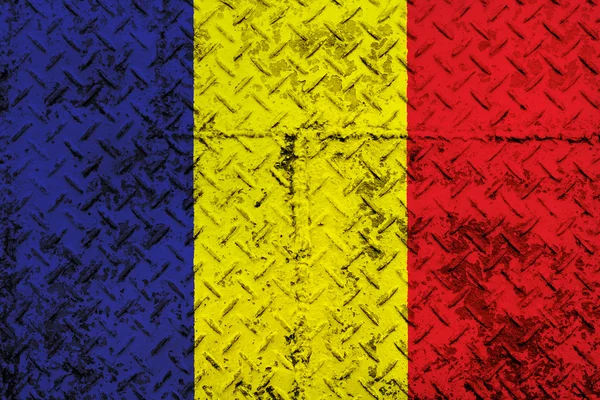 Chad flag on steel wall — Stock Photo, Image