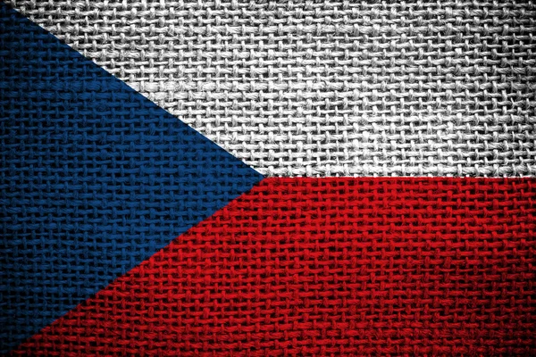 Texture of sackcloth with the image of the Czech Republic Flag — Stock Photo, Image