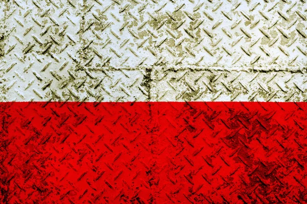 Pologne Drapeau sur mur d'acier — Photo