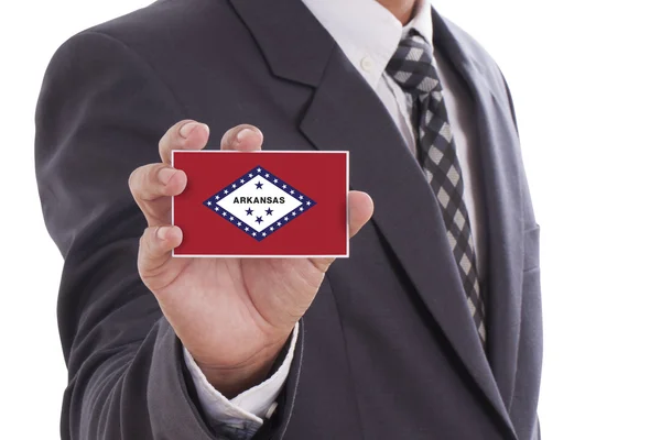 Empresario con Bandera Estatal de Arkansas —  Fotos de Stock