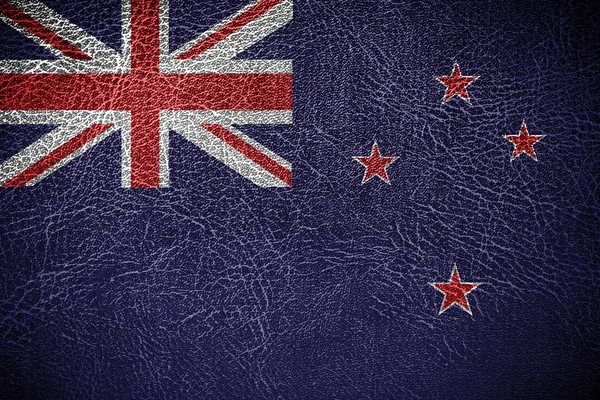 Bandeira da Nova Zelândia pintada sobre textura de couro — Fotografia de Stock